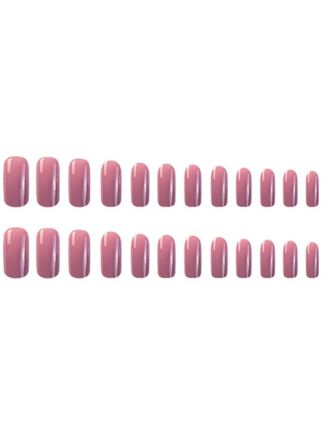 YoYoee 24Pes Short Press on Nails - Square Fake Nails Solid Color False Nails Glossy Full Cover Nails Tips for Women - Image 3